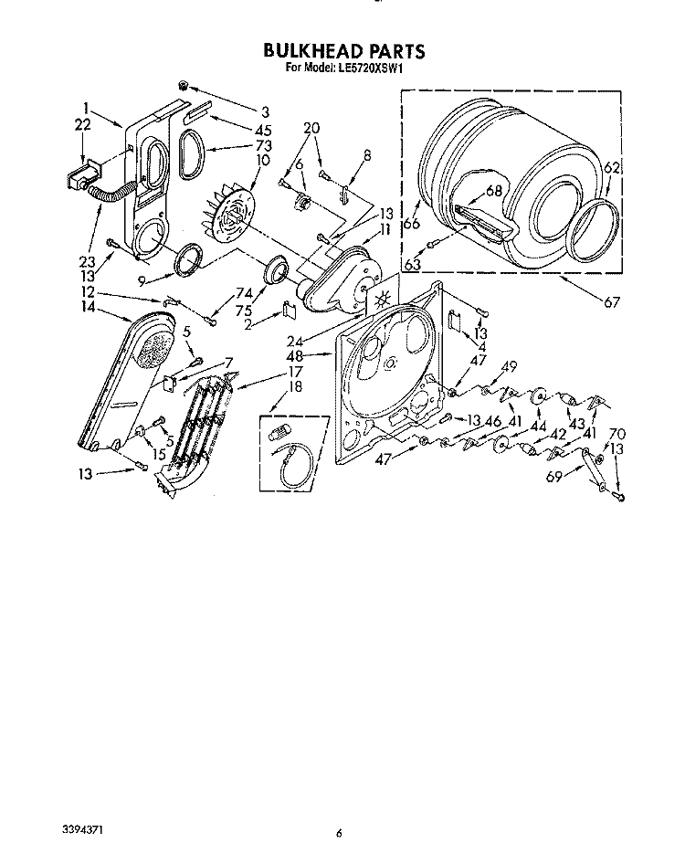 SECTION Diagram and Parts List for LE5720XSG1  Whirlpool Dryer