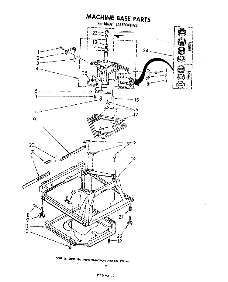 MACHINE BASE Diagram and Parts List for LA5600XPW3  Whirlpool Washer