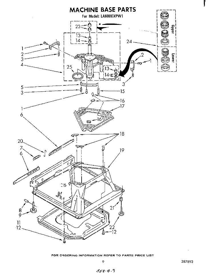 MACHINE BASE Diagram and Parts List for LA6000XPW1  Whirlpool Washer