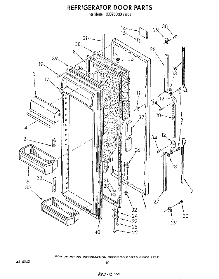 REFRIGERATOR DOOR Diagram and Parts List for 3ED25DQXVN00  Whirlpool Refrigerator