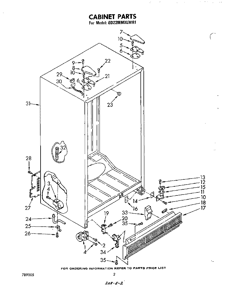 CABINET Diagram and Parts List for ED22MMXLWR1  Whirlpool Refrigerator