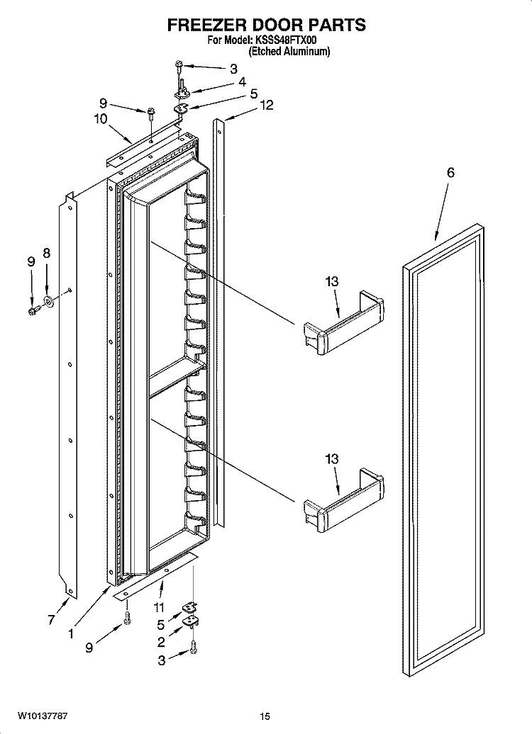 FREEZER DOOR PARTS Diagram and Parts List for KSSS48FTX00  KitchenAid Refrigerator