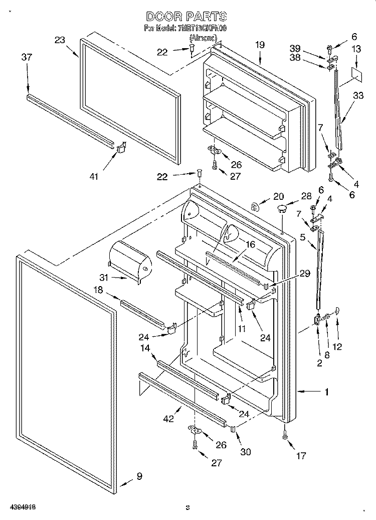DOOR Diagram and Parts List for 7MET18GKFN00  Whirlpool Refrigerator