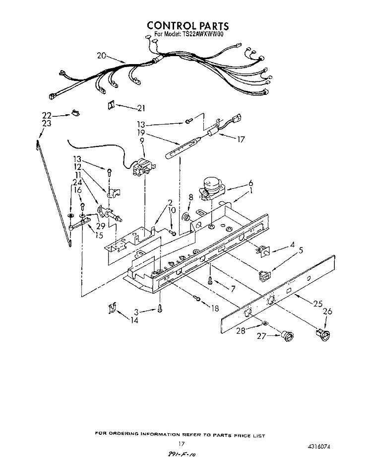CONTROL Diagram and Parts List for TS22AWXWW00  Whirlpool Refrigerator