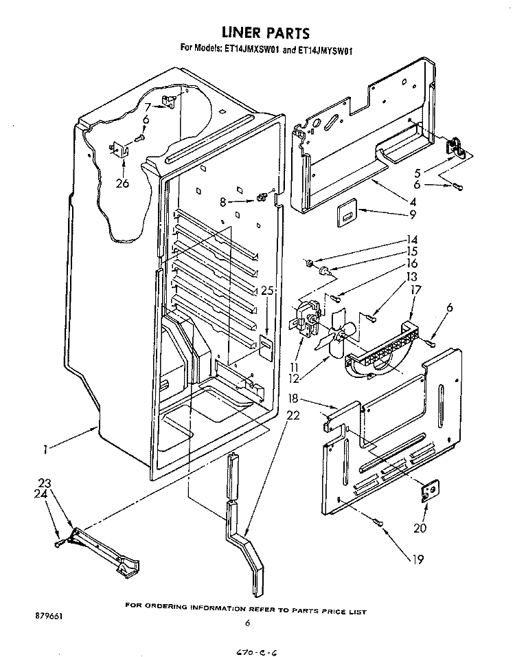 LINER , LIT/OPTIONAL Diagram and Parts List for ET14JMXSW01  Whirlpool Refrigerator