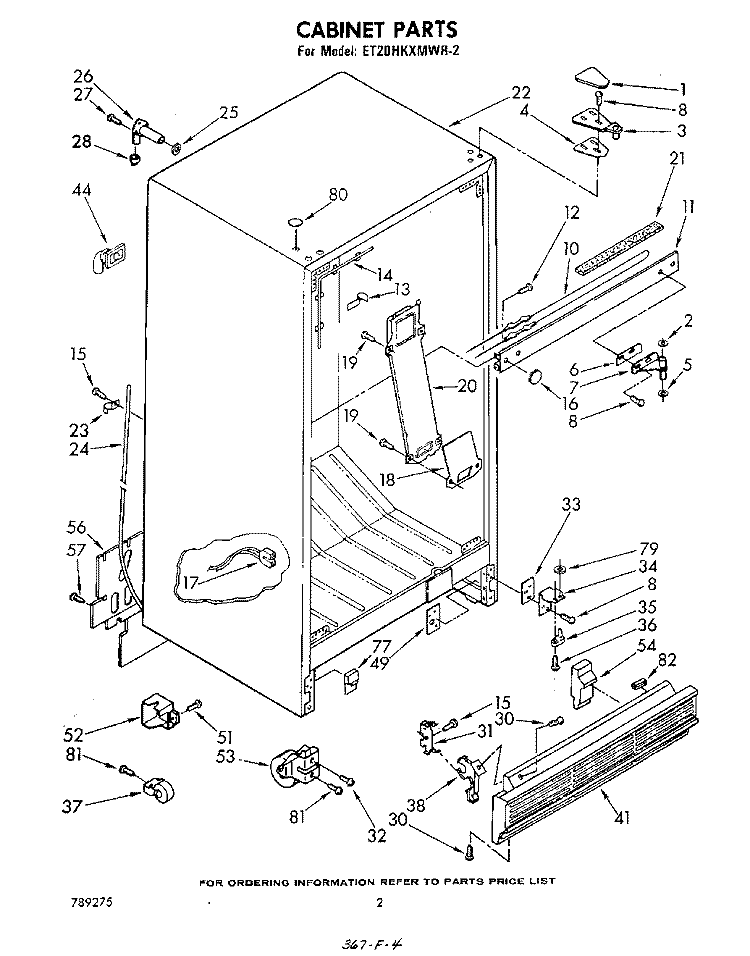 CABINET Diagram and Parts List for ET20HKXMWR2  Whirlpool Refrigerator