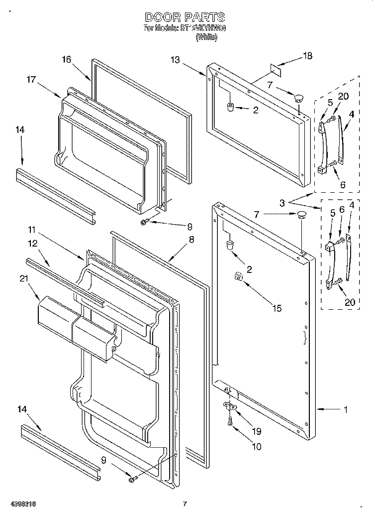 DOOR, OPTIONAL Diagram and Parts List for RT12VKYHW00  Roper Refrigerator