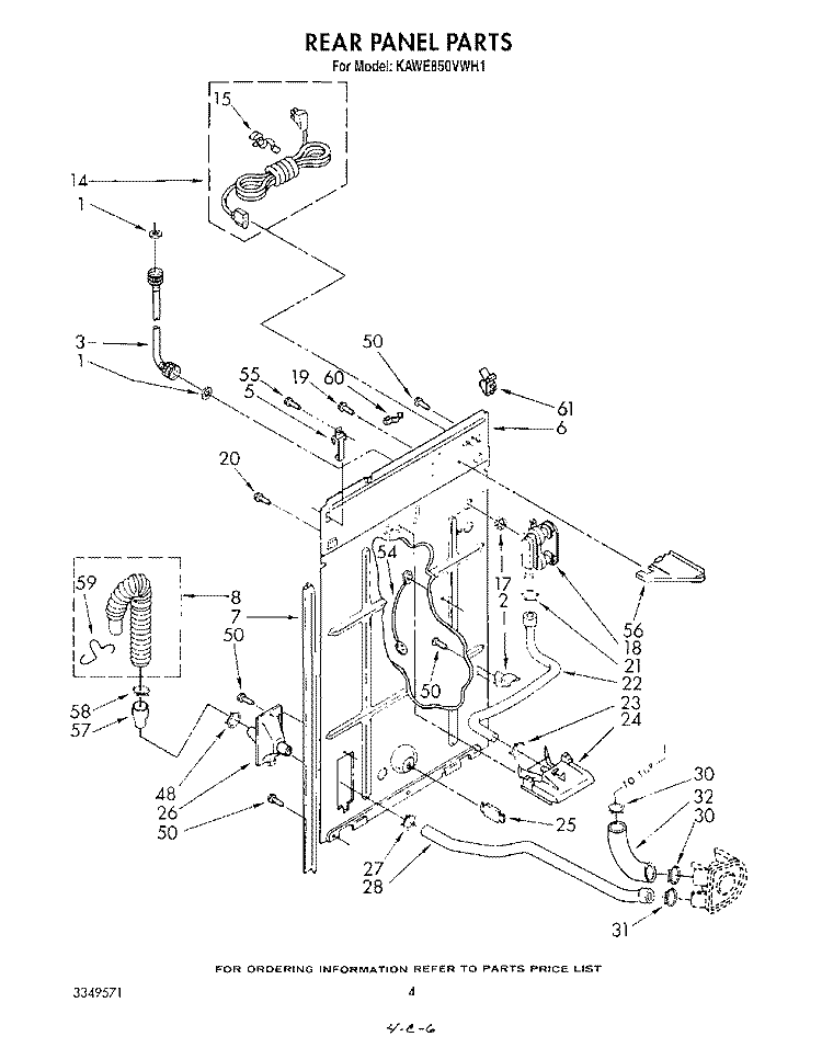 REAR PANEL Diagram and Parts List for KAWE850VAL1  KitchenAid Washer