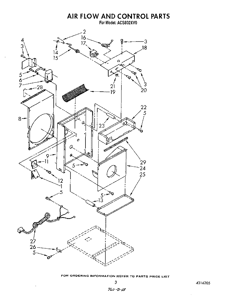 SECTION Diagram and Parts List for ACS802XV0  Whirlpool Air Conditioner