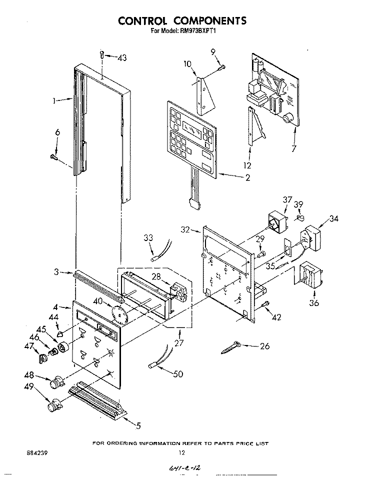 CONTROL Diagram and Parts List for RM973BXPT1  Whirlpool Microwave Oven Combo