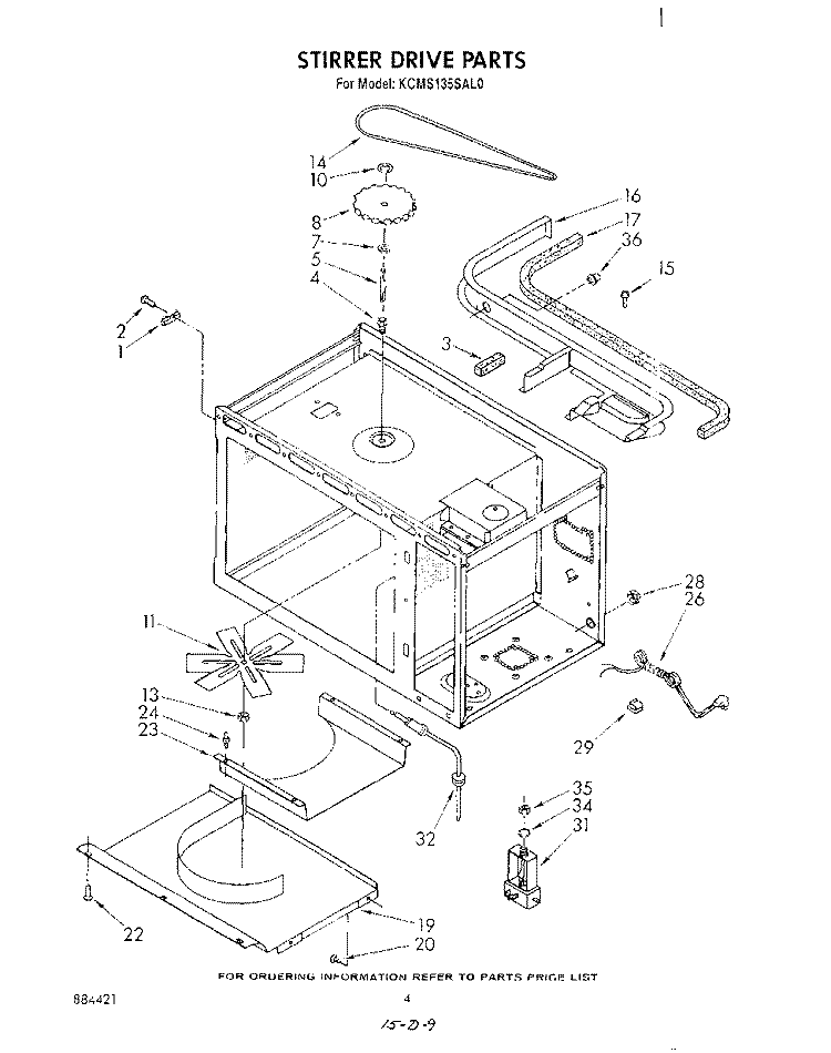 STIRRER DRIVE Diagram and Parts List for KCMS135SAL0  KitchenAid Microwave