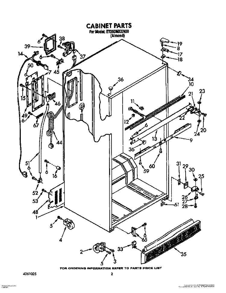 CABINET Diagram and Parts List for ET25DMXXN00  Whirlpool Refrigerator