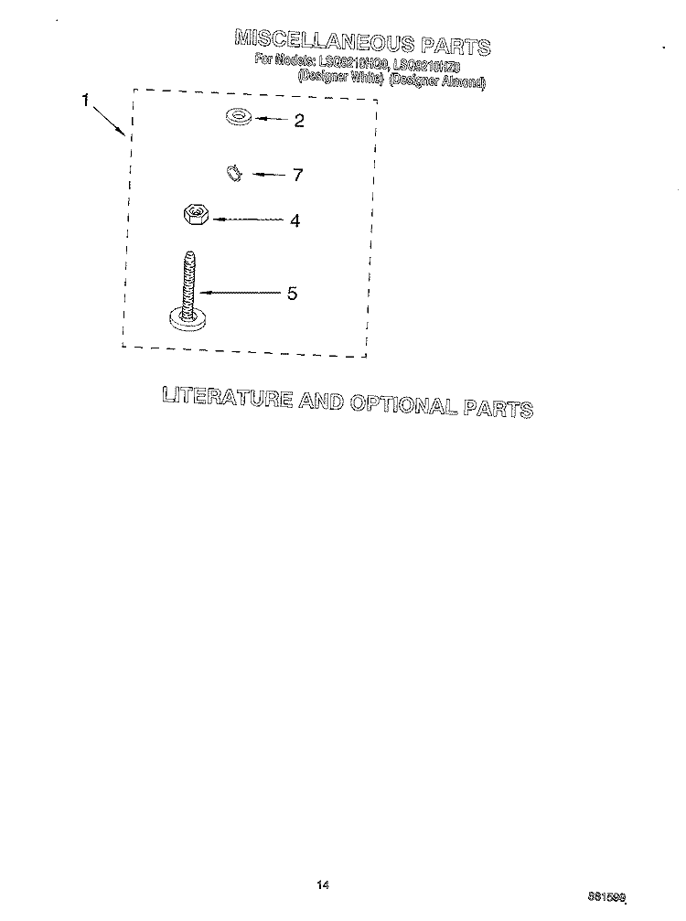 MISCELLANEOUS, OPTIONAL Diagram and Parts List for LSQ9210HZ0  Whirlpool Washer