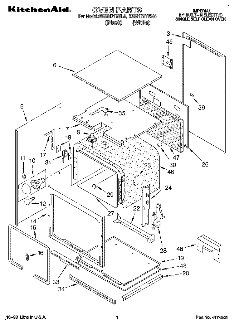 OVEN, OPTIONAL Diagram and Parts List for KEBI171YBL4  KitchenAid Wall Oven