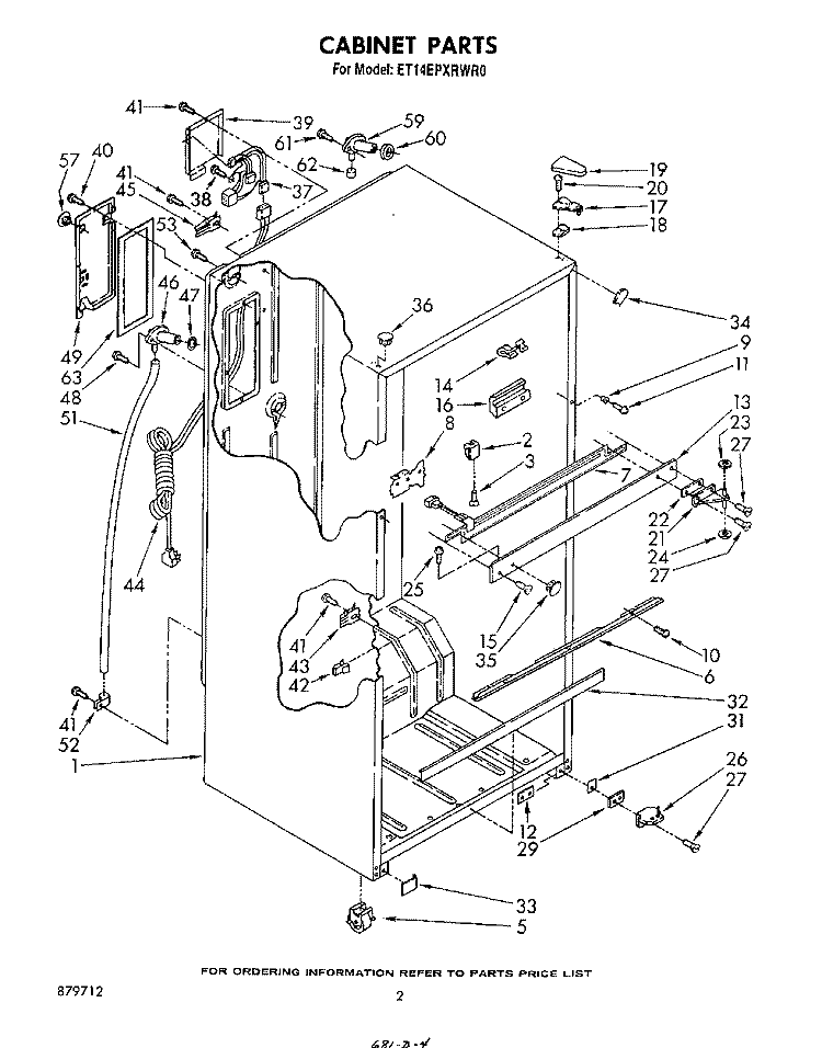 CABINET Diagram and Parts List for ET14EPXRWR0  Whirlpool Refrigerator