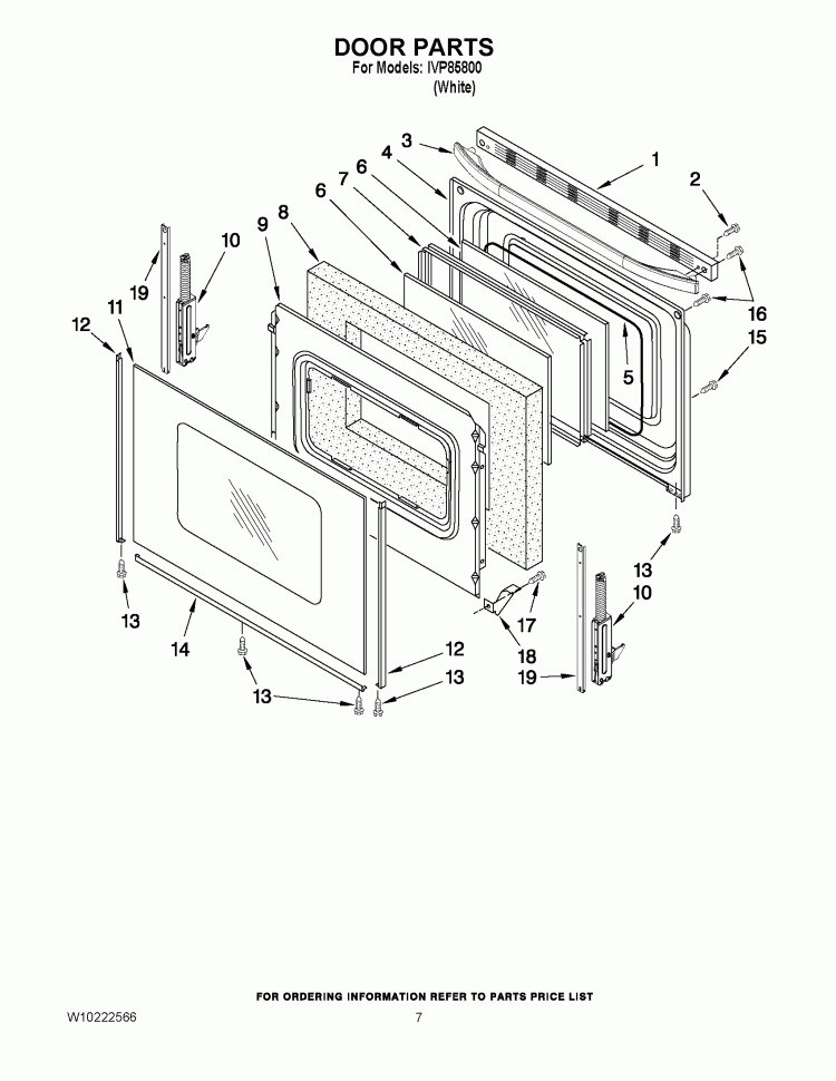 DOOR PARTS Diagram and Parts List for IVP85800  Inglis Range