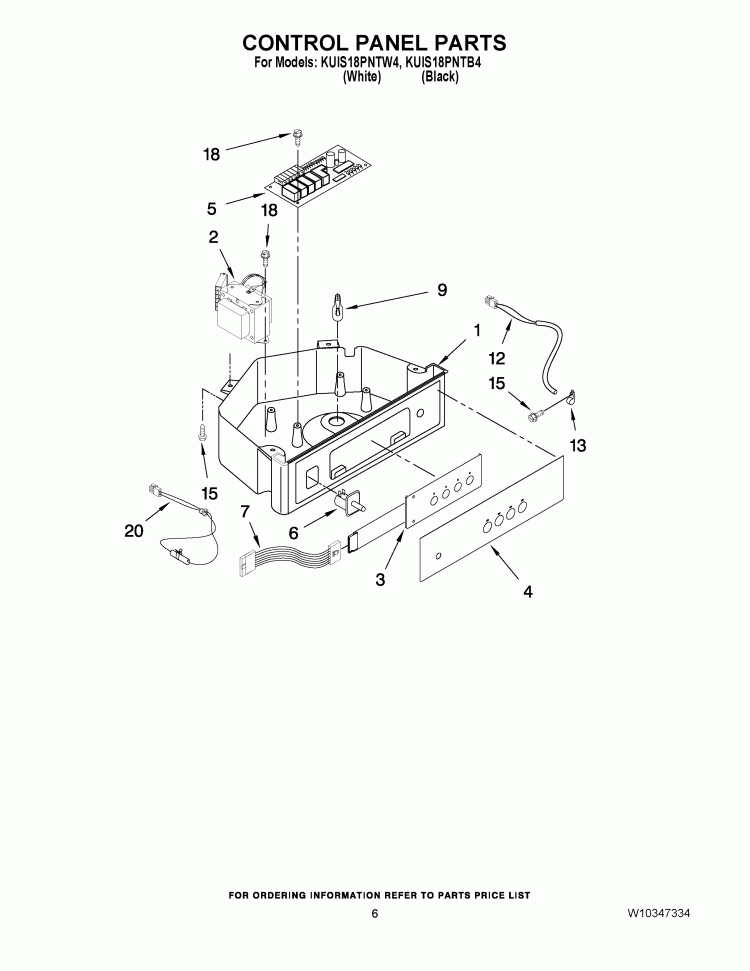 CONTROL PANEL PARTS Diagram and Parts List for KUIS18PNTW4  KitchenAid Ice Maker