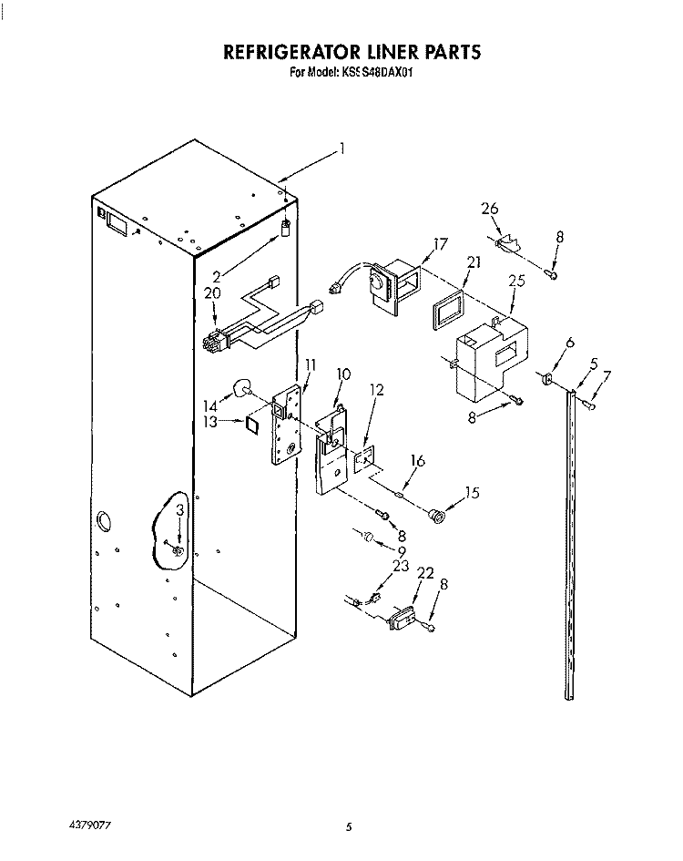 REFRIGERATOR LINER Diagram and Parts List for KSSS48DAX01  KitchenAid Refrigerator