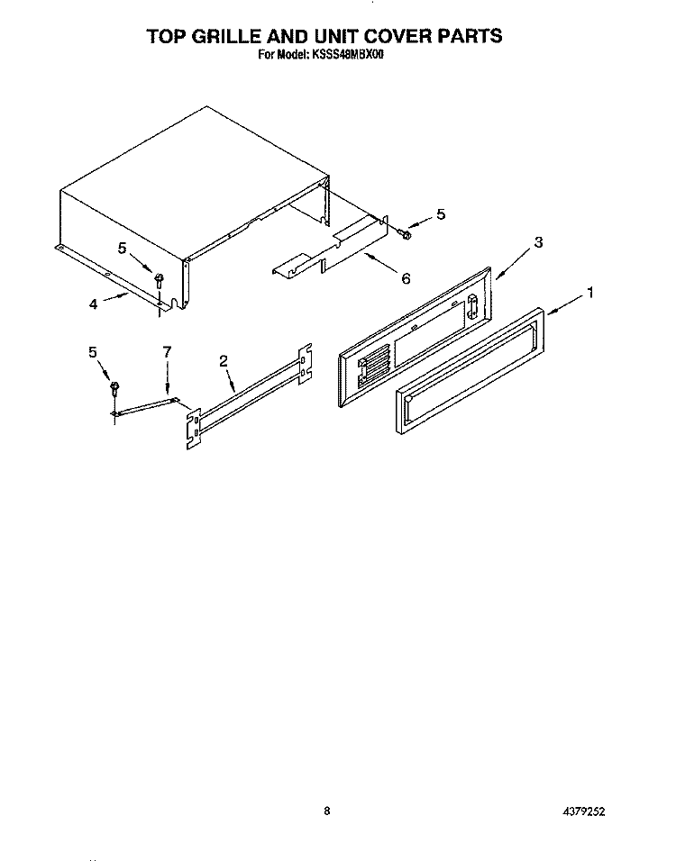 TOP GRILLE AND UNIT COVER Diagram and Parts List for KSSS48MBX00  KitchenAid Refrigerator