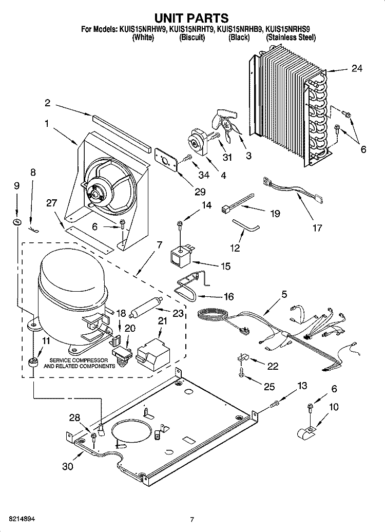 UNIT PARTS, OPTIONAL PARTS Diagram and Parts List for KUIS15NRHT9  KitchenAid Ice Maker