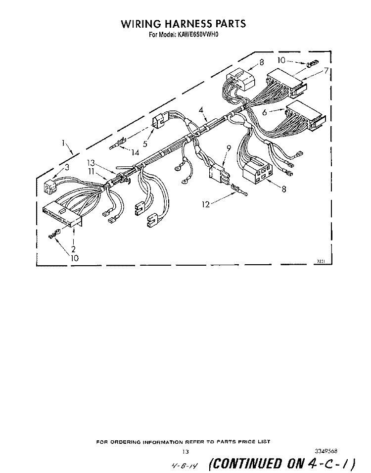 WIRING HARNESS Diagram and Parts List for KAWE650VAL0  KitchenAid Washer