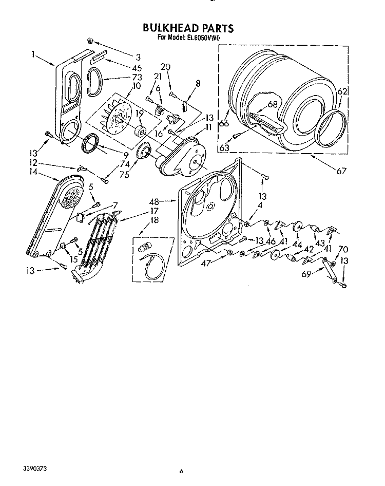 SECTION Diagram and Parts List for EL6050VW0  Roper Dryer
