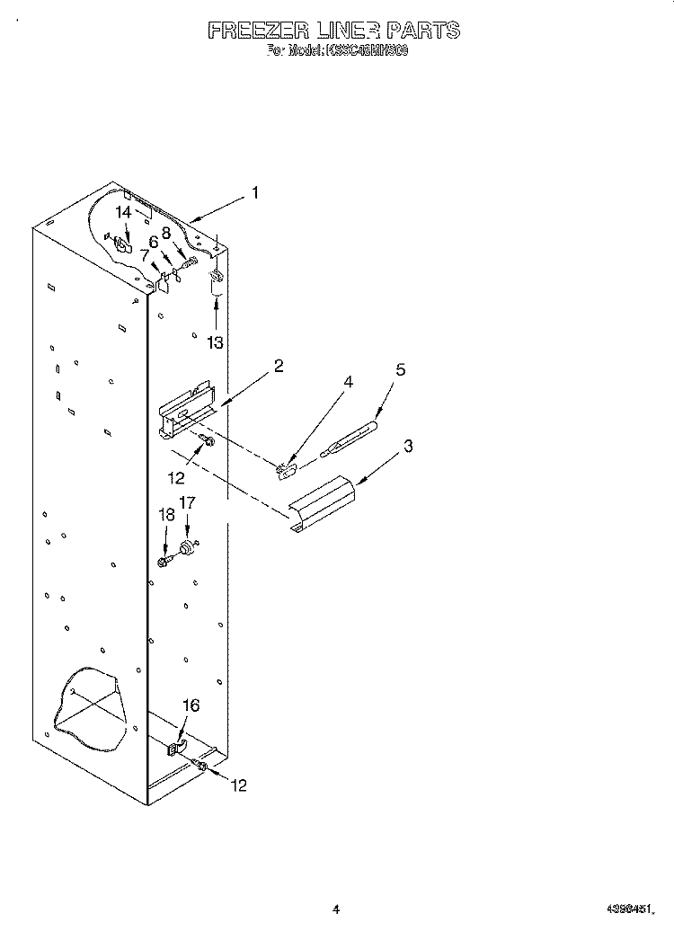 FREEZER LINER Diagram and Parts List for KSSC48MHS00  KitchenAid Refrigerator