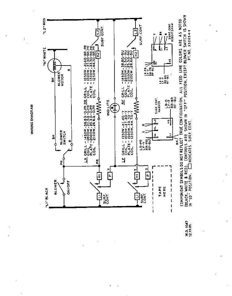 WIRING DIAGRAM Diagram and Parts List for N3457W0  Roper Range