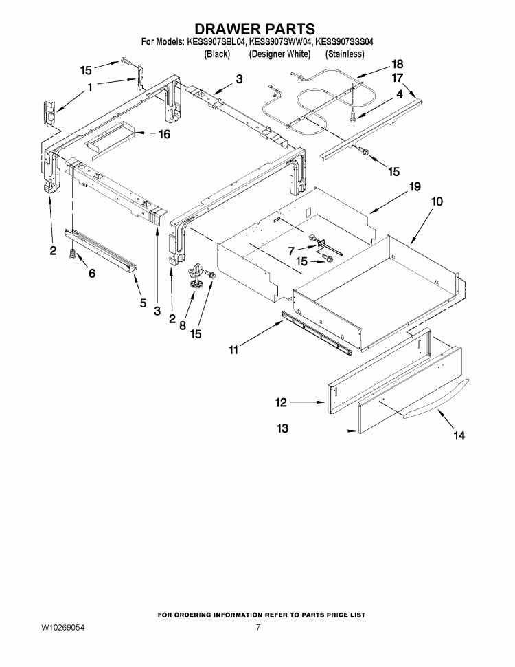DRAWER PARTS Diagram and Parts List for KESS907SBL04  KitchenAid Range