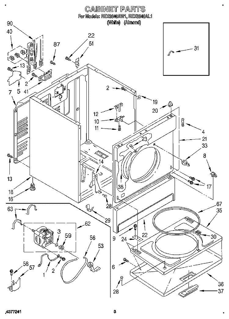 SECTION Diagram and Parts List for REX6646AL1  Roper Dryer