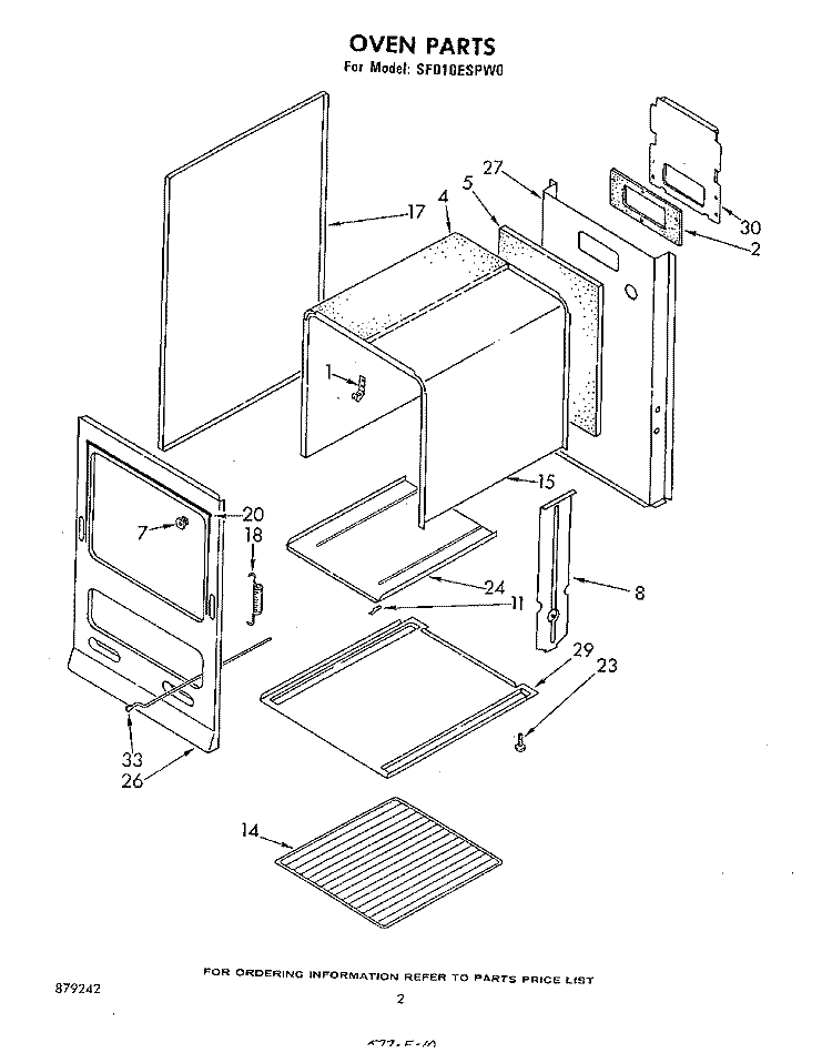 OVEN , LIT/OPTIONAL Diagram and Parts List for SF010ESPW0  Whirlpool Range
