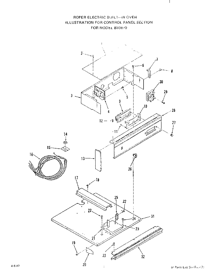 OVEN DOOR LOCK Diagram and Parts List for B9307^0  Roper Wall Oven