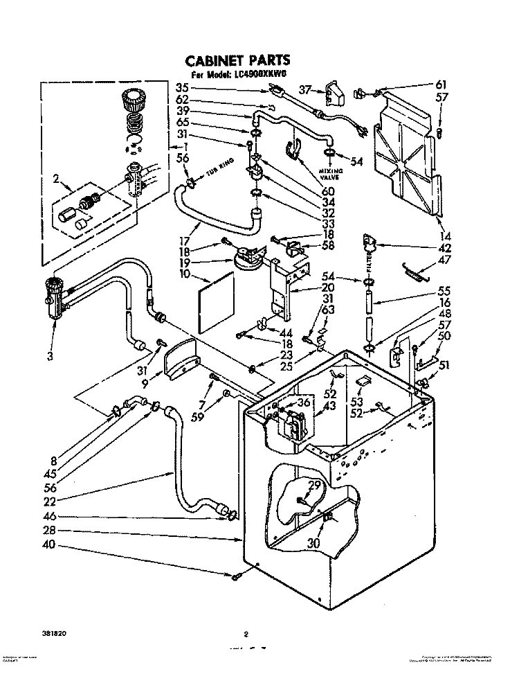 CABINET Diagram and Parts List for LC4900XKW0  Whirlpool Washer