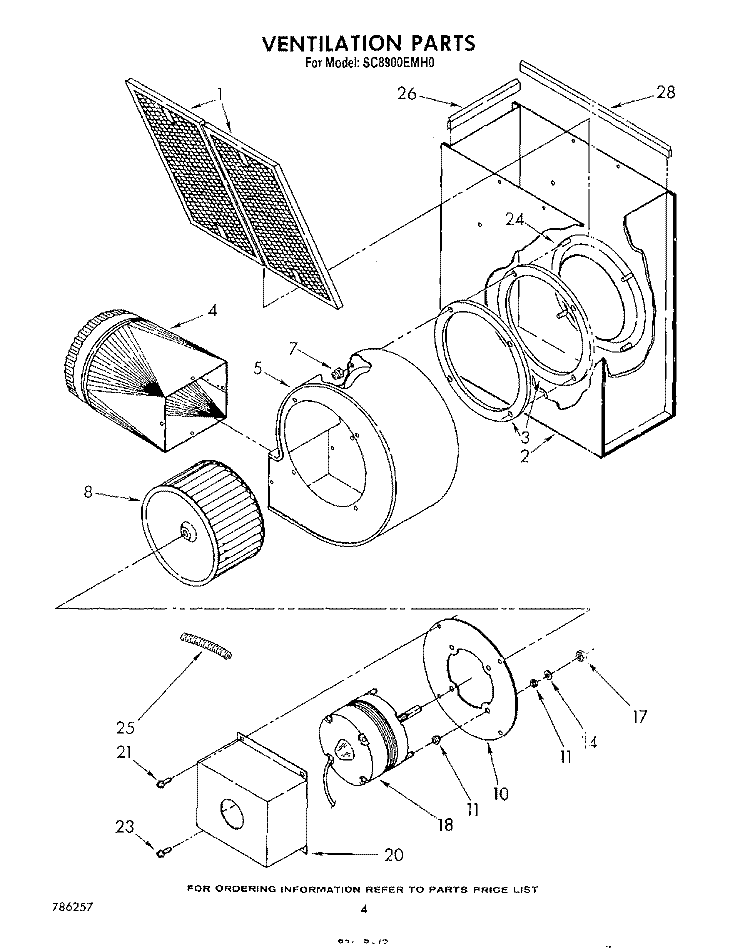 VENTILATION Diagram and Parts List for SC8900EMH0  Whirlpool Cooktop