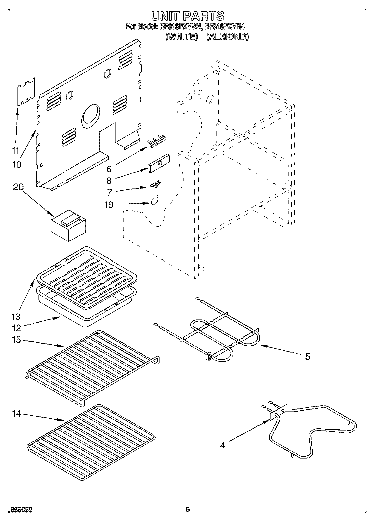 UNIT Diagram and Parts List for RF316PXYN4  Whirlpool Range