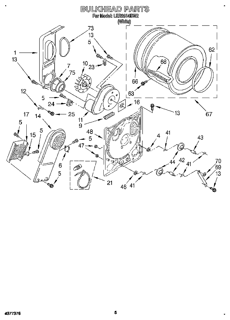 SECTION Diagram and Parts List for LER2614BW2  Whirlpool Dryer