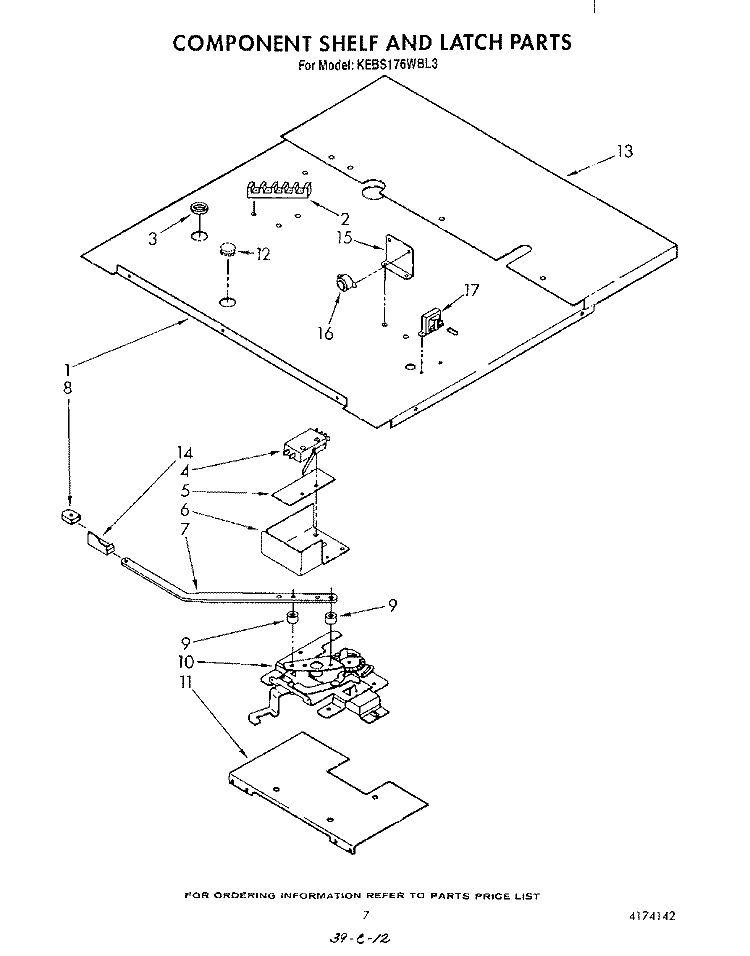 COMPONENT SHELF AND LATCH Diagram and Parts List for KEBS176WBL3  KitchenAid Wall Oven