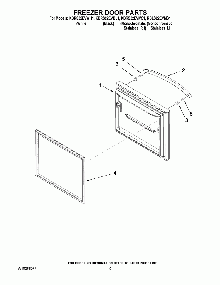 FREEZER DOOR PARTS Diagram and Parts List for KBLS22EVMS1  KitchenAid Refrigerator