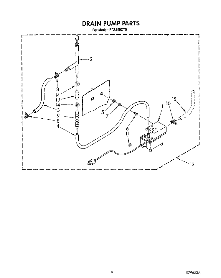 DRAIN PUMP Diagram and Parts List for EC5100XT0  Whirlpool Ice Maker