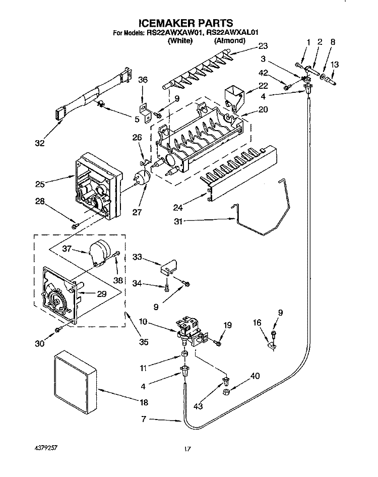 ICEMAKER, LITERATURE/OPTIONAL Diagram and Parts List for RS22AWXAW01  Roper Refrigerator