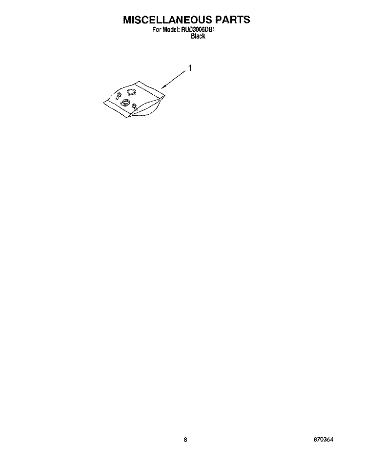 MISCELLANEOUS, LIT/OPTIONAL Diagram and Parts List for RUD3006DB1  Roper Dishwasher