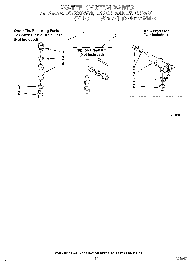 WATER SYSTEM Diagram and Parts List for LSV7245AW0  Whirlpool Washer