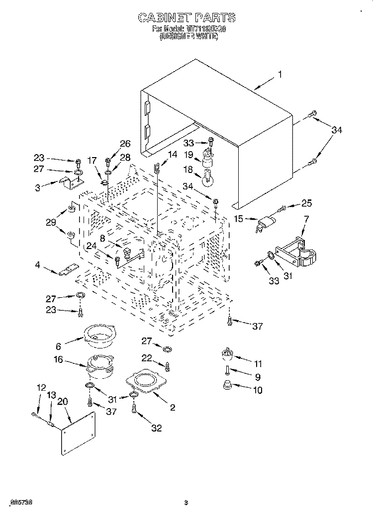 CABINET, LITERATURE Diagram and Parts List for MT7116XDQ0  Whirlpool Microwave