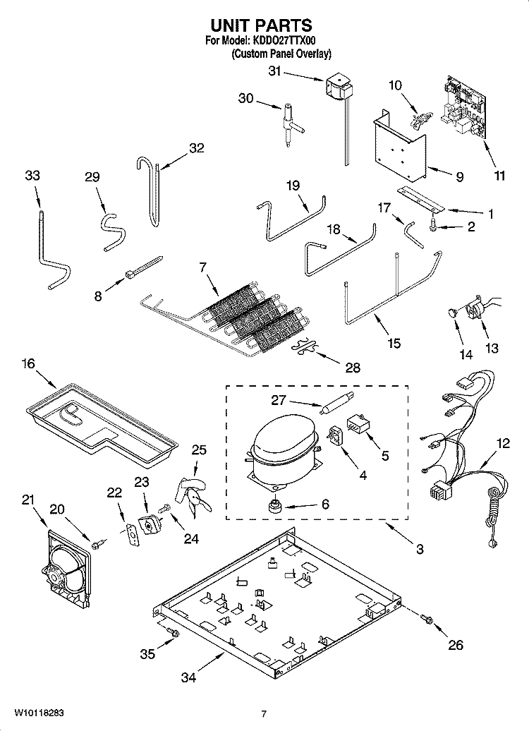 UNIT PARTS Diagram and Parts List for KDDO27TTX00  KitchenAid Refrigerator