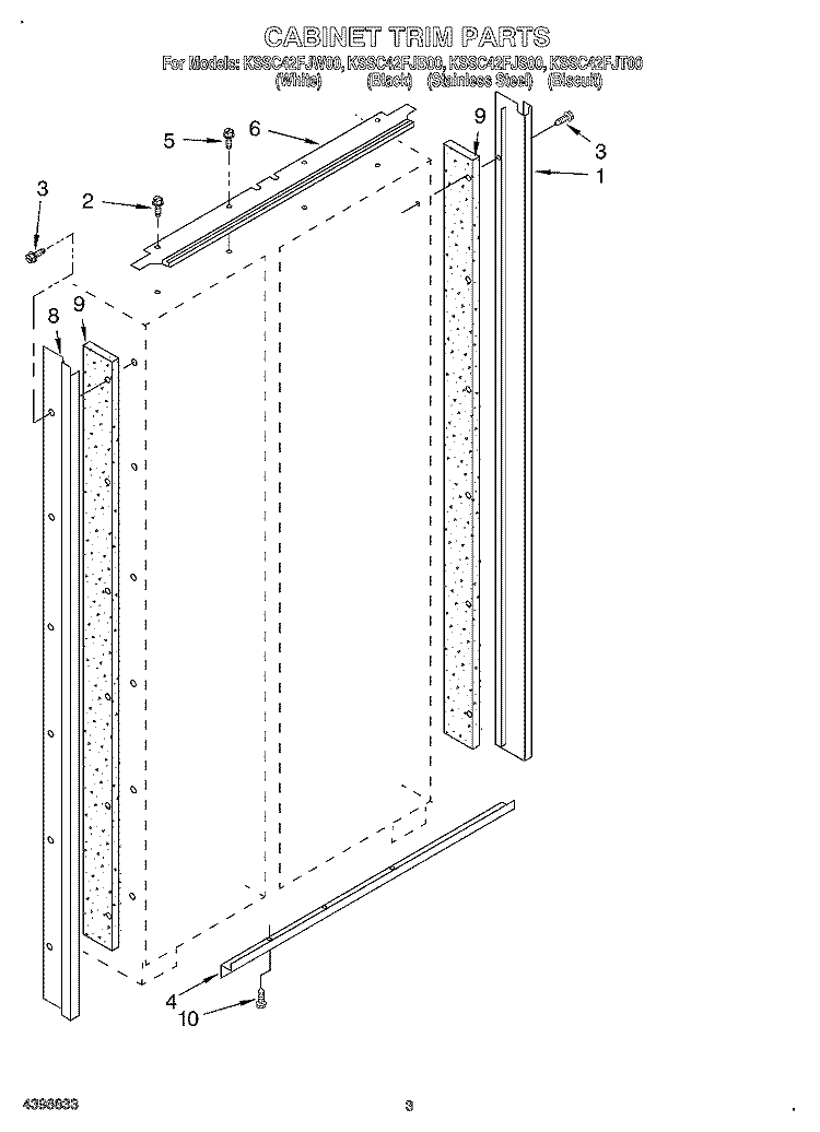 CABINET TRIM Diagram and Parts List for KSSC42FJW00  KitchenAid Refrigerator