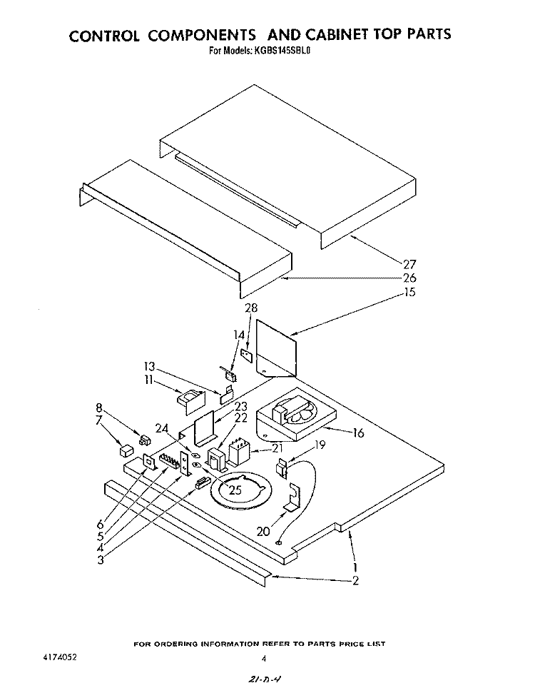 CONTROL COMPONENTS AND CABINET TOP Diagram and Parts List for KGBS145SBL0  KitchenAid Wall Oven