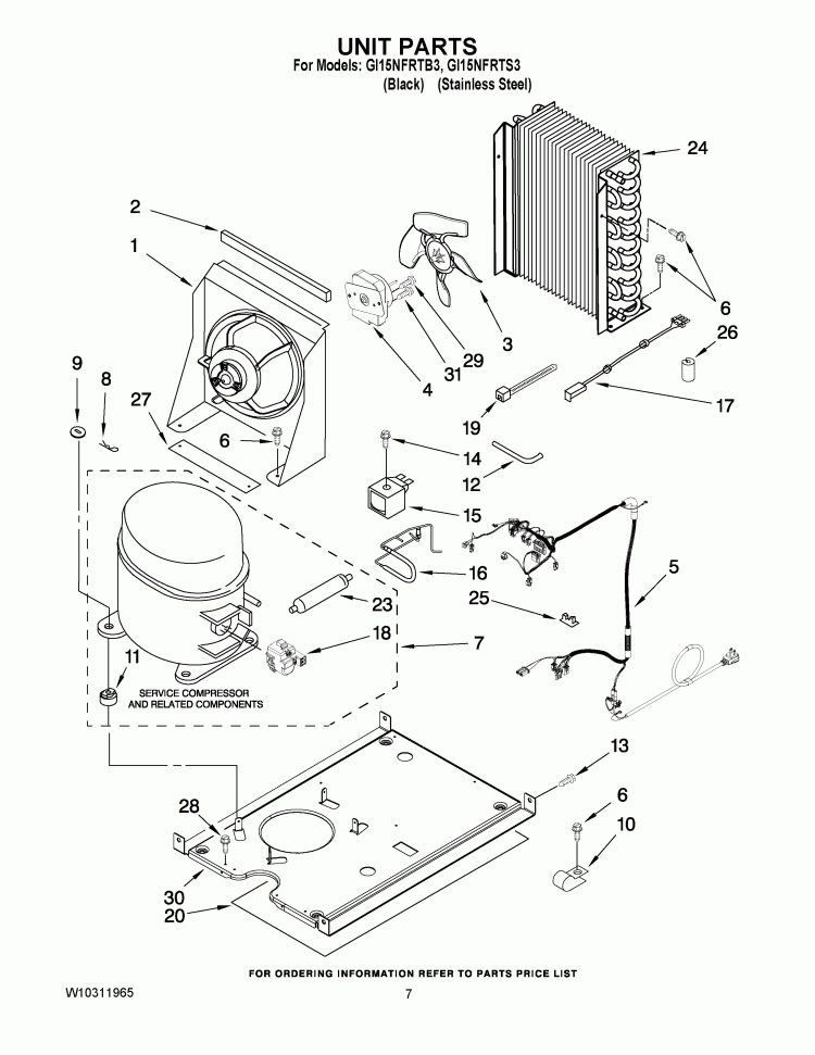 UNIT PARTS Diagram and Parts List for GI15NFRTB3  Whirlpool Ice Maker