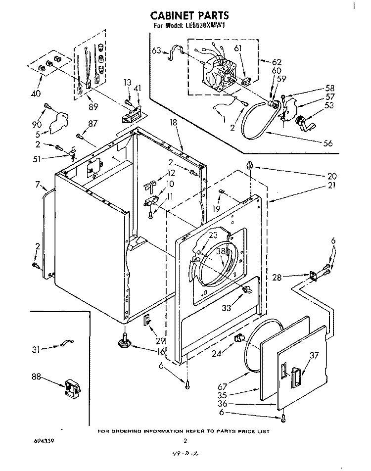 SECTION Diagram and Parts List for LE5530XMW1  Whirlpool Dryer