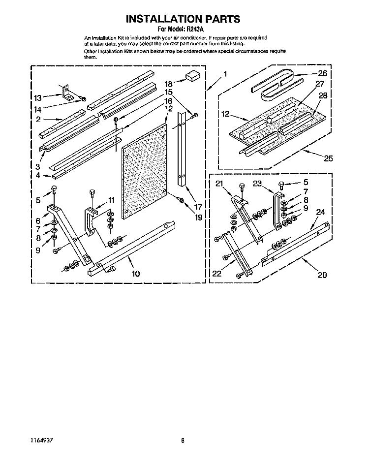 INSTALLATION Diagram and Parts List for R243A  Whirlpool Air Conditioner