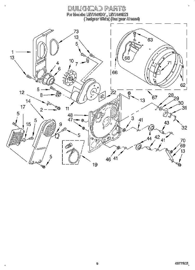 SECTION Diagram and Parts List for LEV7848DZ1  Whirlpool Dryer